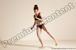 Underwear Martial art Woman White Moving poses Slim medium brown Dynamic poses Academic